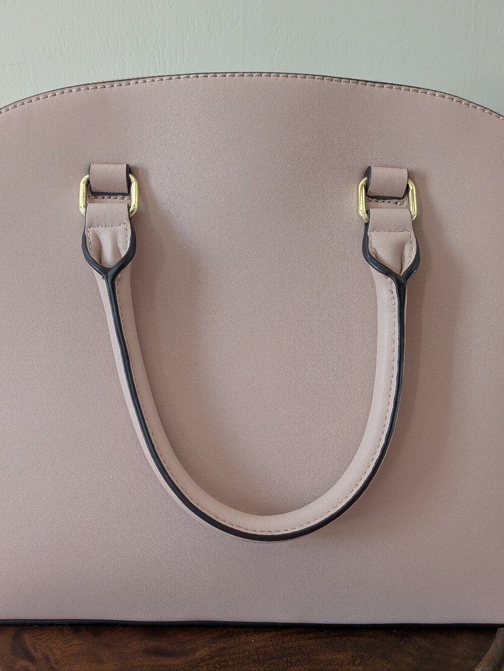Anne Klein Dome Satchel Handbag Purse Top Handle Bag Pink Footed Stud W/ Pompom - Picture 4 of 16